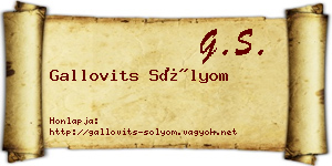 Gallovits Sólyom névjegykártya